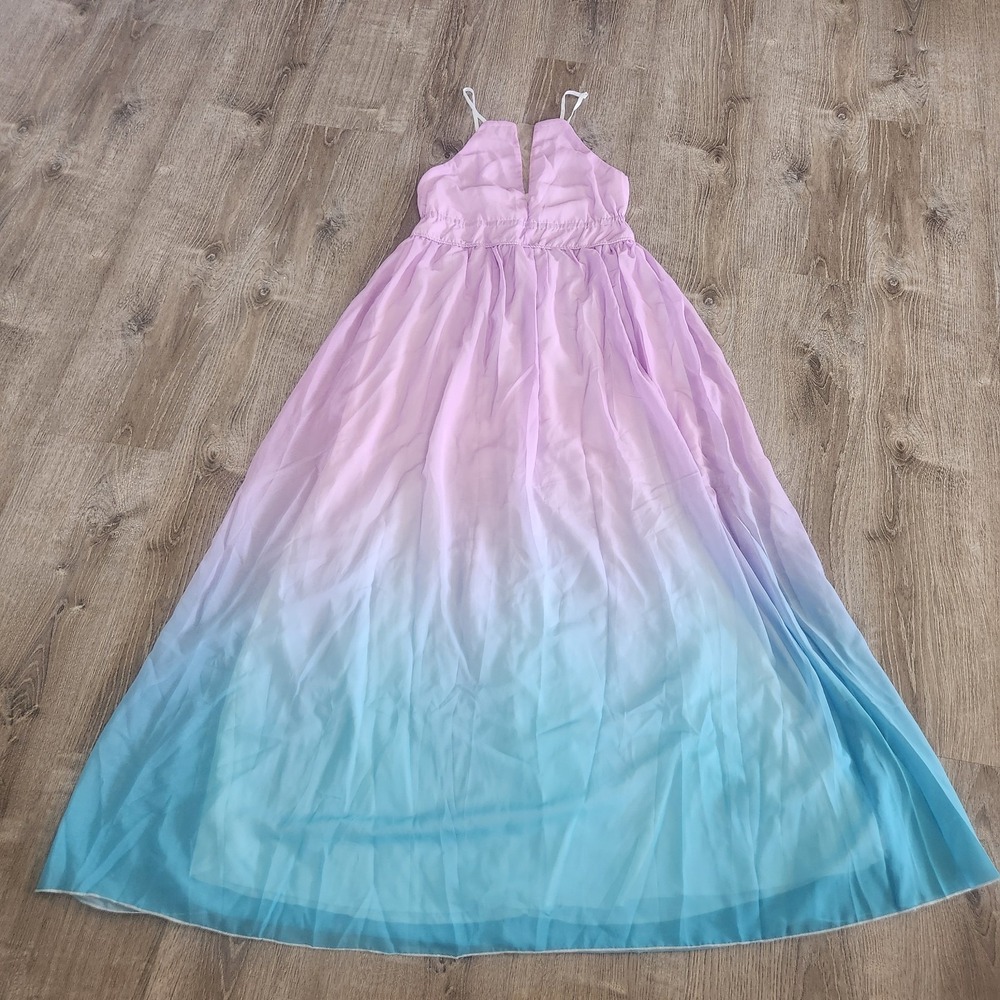 Womens Summer Backless Sleeveless Maxi Gown Dress Ombre Gradient Size Large
